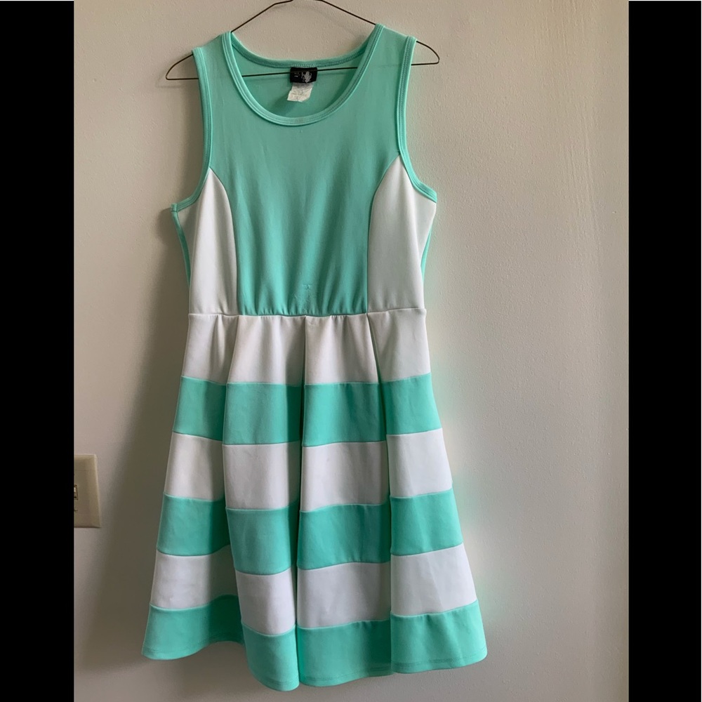 Teen Tiffany blue and white striped dress